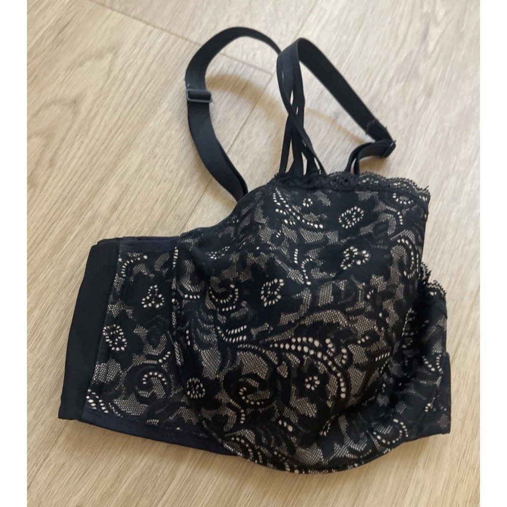 Soma 36DD Black Lace Underwire Plunge Bra